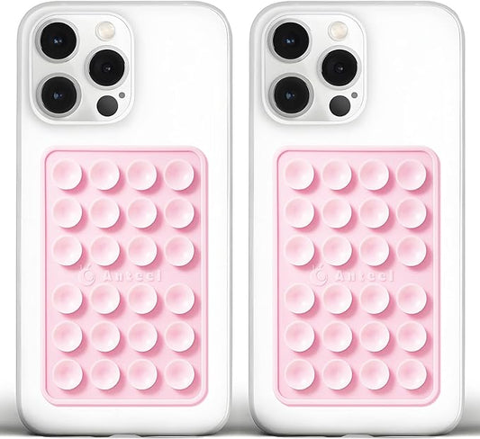 JingJinYY Medium-Sized Silicone Suction Phone Case Adhesive Mount, Enhanced Suction Power and Upgraded Thickened Sticky Phone Grip, Durable, Hands-Free Sticky Phone Holder, 2.28"x3.46" (LPK&LPK)