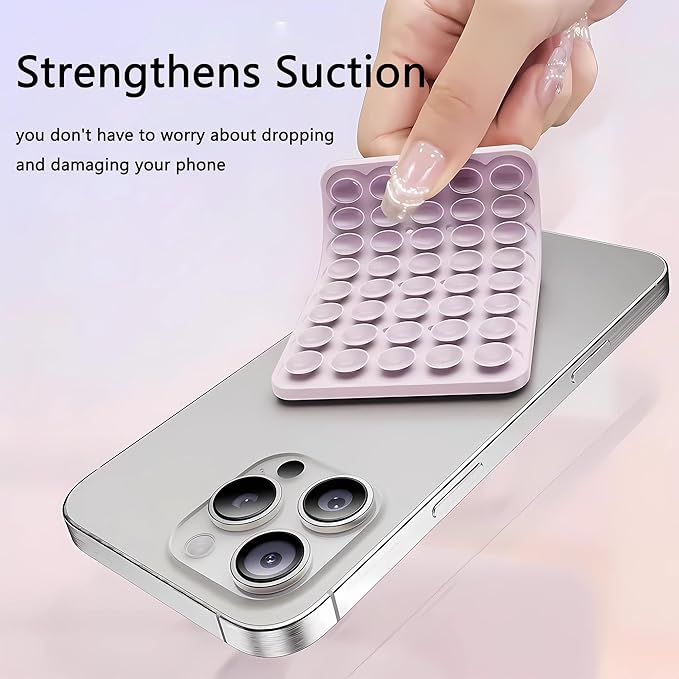 Silicone Double-Sided Suction Phone Grip Detachable Mount - Car Dashboard/Shower Phone Holder, Hands-Free For Selfies & Videos, TikTok/ASMR - iphone & Android Compatible (3.94"x2.5",Colorful Stripes)