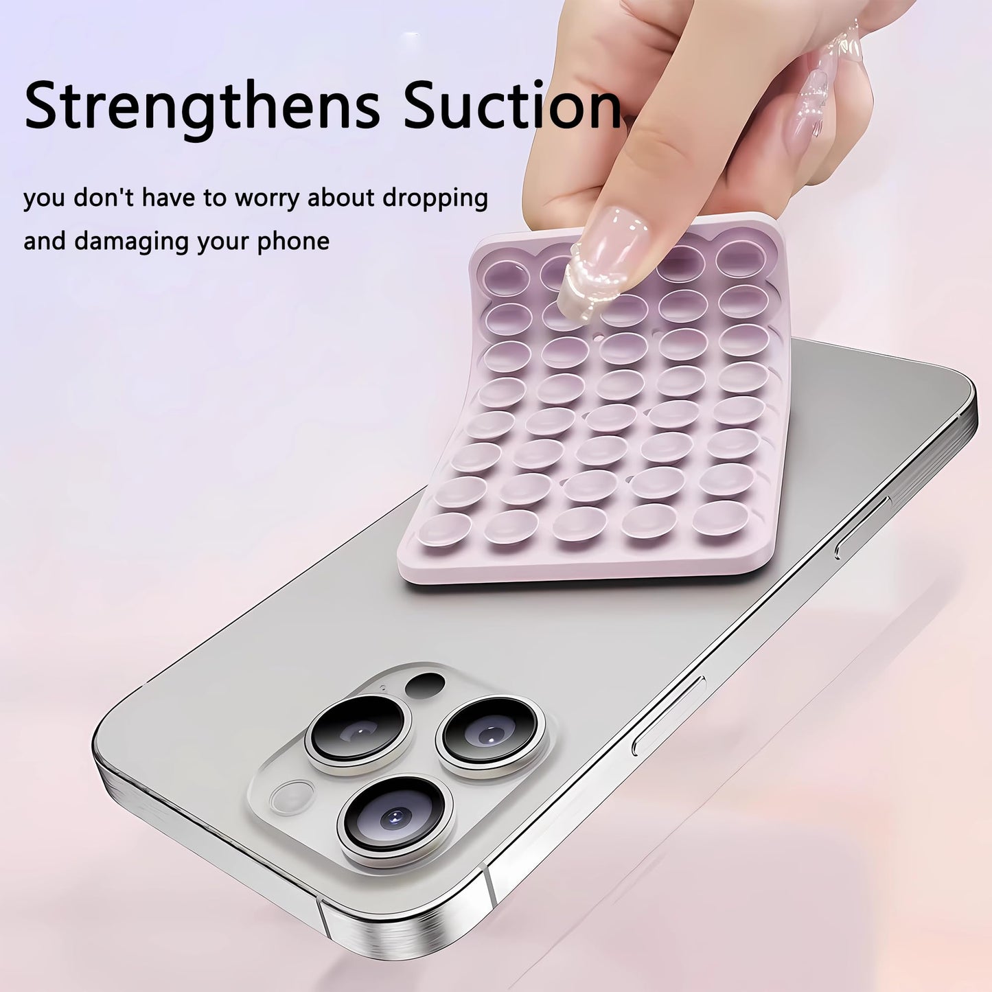 Silicone Double-Sided Suction Phone Case Detachable Mount, Car Dashboard Phone Holder, Fidget Sticky Grip Phone Accessories, Hands-Free Trending Stuff Stand for ASMR/TikTok/Gym/Cooking Creator(White)