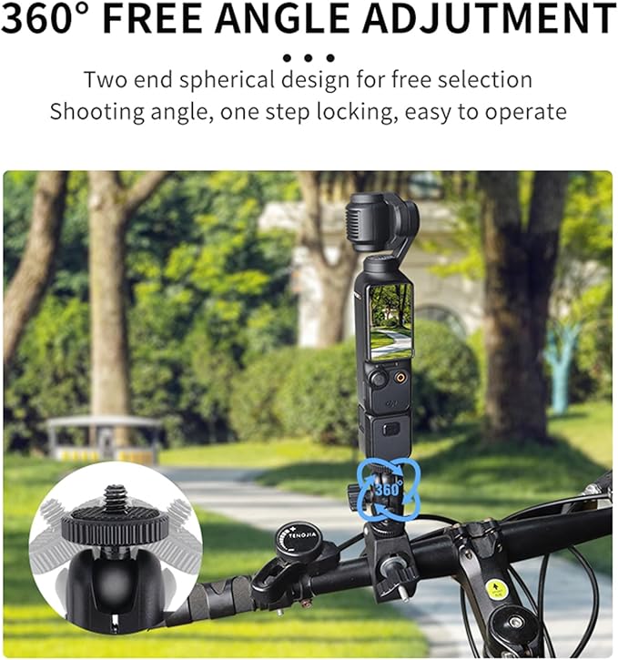 Action Camera Clamp Mount Bike Handlebar Mounts,Universal Compatible with DJI Pocket 3 /Action 5 Pro/Osomo 360, for Insta360 X5/X4 Series, Fit for Light/Other Sports Action Camera Clip Adapter Holder