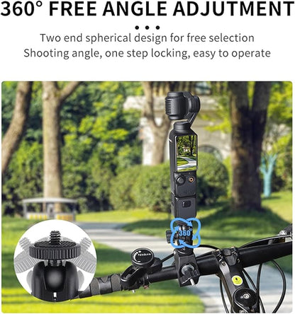 Action Camera Clamp Mount Bike Handlebar Mounts,Universal Compatible with DJI Pocket 3 /Action 5 Pro/Osomo 360, for Insta360 X5/X4 Series, Fit for Light/Other Sports Action Camera Clip Adapter Holder