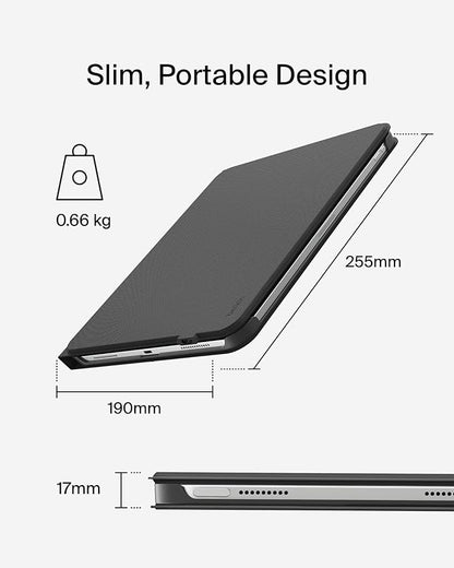 Belkin Everyday Keyboard Case w/Cradle, Backlit Bluetooth Keyboard, Multi-Gesture Controls, Magnetic Apple Pencil Storage Compatibility, & Multimedia Keys for iPad 10th Generation 10.9" - Black