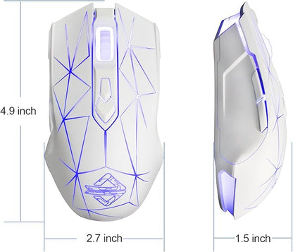 FIRSTBLOOD ONLY GAME. AJ52 Watcher RGB Gaming Mouse, Programmable 7 Buttons, Ergonomic LED Backlit USB Gamer Mice Computer Laptop PC, for Windows Mac Linux OS, Star White