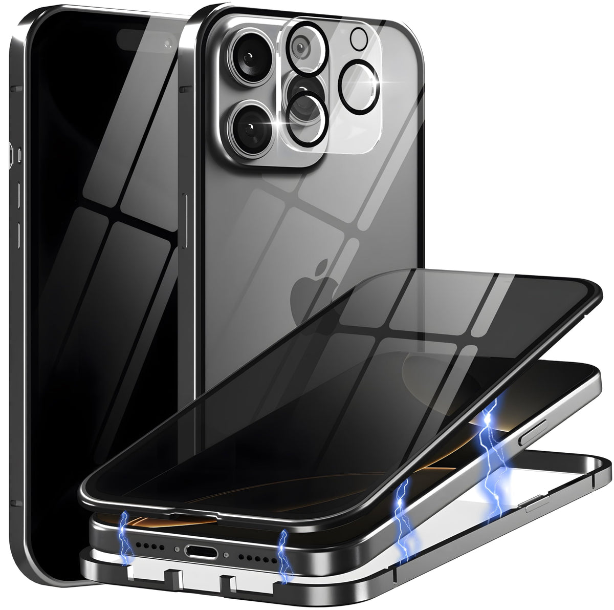 Magnetic Case for iPhone 16 Pro Max Privacy Screen Metal Titanium Frame