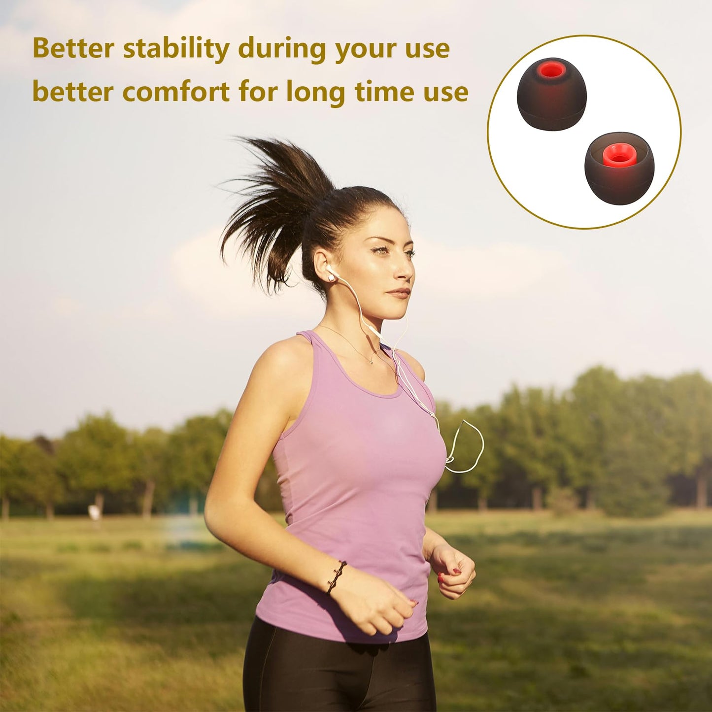 MMYQXI Silicone Earbud Tips - Fit for In-Ear Headphones (Inner Hole 3.8mm-5.1mm) - 9 Pairs S/M/L