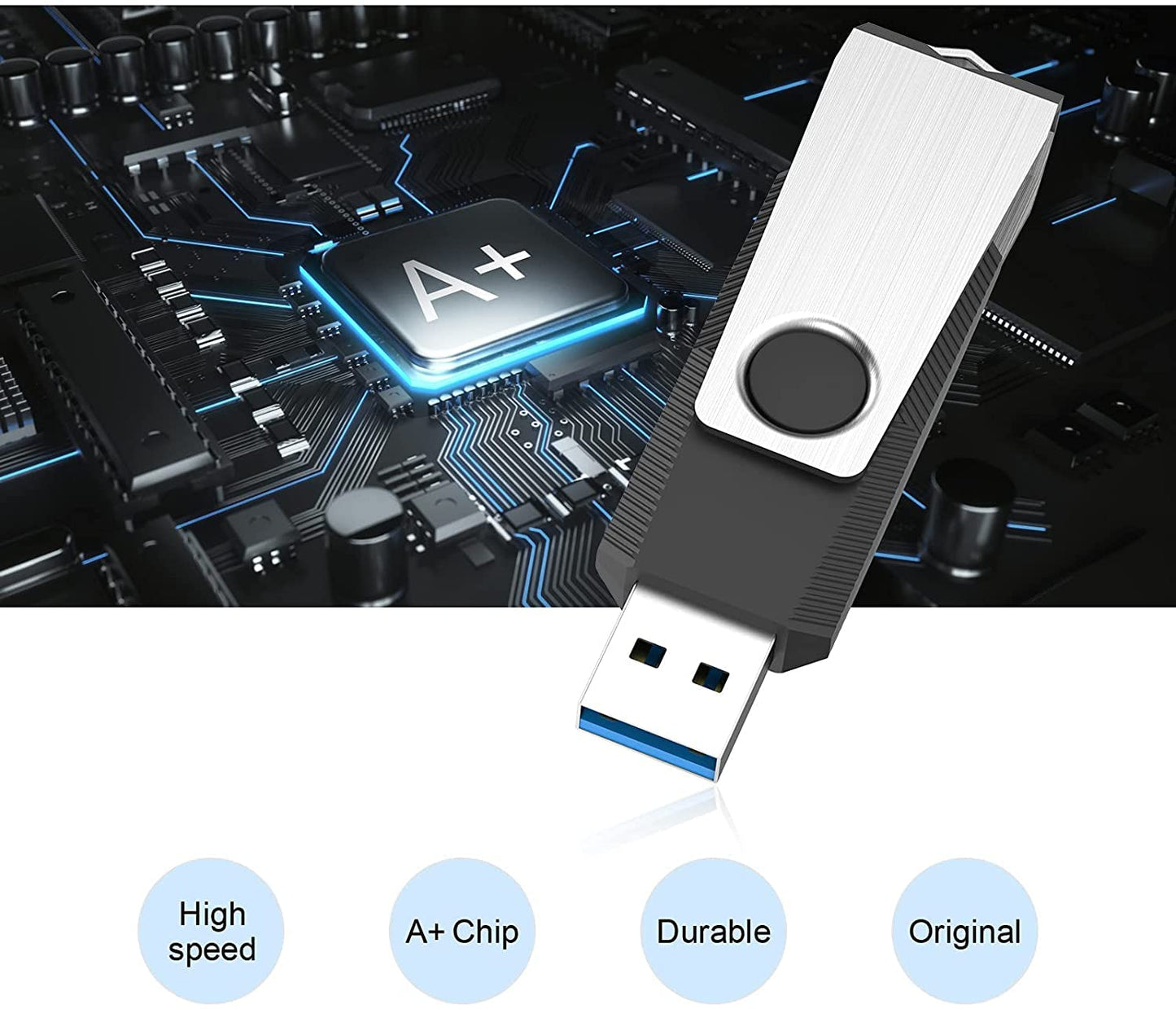 Aiibe 5 Pack 64GB USB 3.0 Flash Drive 64GB USB 3.0 Drive 5 Pack Thumb Drive Memory Stick USB Stick 64 GB (5 Mixed Colors: Black Red Cyan Green Purple)