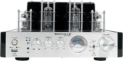 Rockville BluTube 70W Tube Amplifier Stereo Receiver, Bluetooth, EDR, Compact Design, Warm Sound, for Home Audio Enthusiasts
