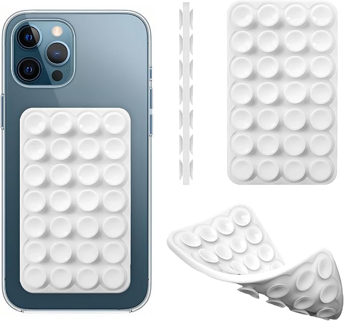 DreamsLink.LC Silicone Double-Sided Suction Phone Detachable Mount, Fidget Sticky Grip Hands-Free for Makeup, Gym, Cooking, ASMR/TikTok Recording & Selfie, Content Creator Trendy Gift (Clear