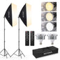 BEIYANG Softbox Lighting Kit, 2x20''x28'' Photography Soft Box with 2 pcs 6000K E27 LED Socket LED Bulbs, Studio Lights for Photography/Video Recording/Live Streaming