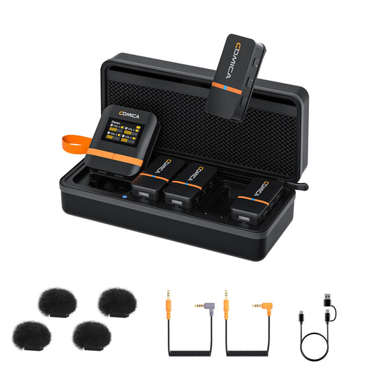 COMICA Vimo Q 4 Channels Wireless Lavalier Microphone for Camera/Smartphone