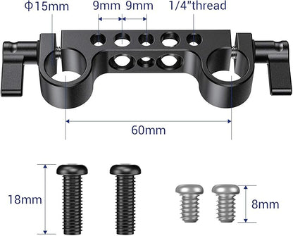 SmallRig Super Lightweight 15mm Railblock, Rod Clamp with 1/4"-20 Thread for Sony for Canon and Other 15mm DSLR Camera Rig Shoulder Support Rail System, Pack of 2-2061