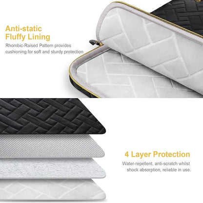 Lacdo Laptop Sleeve Case for 14 inch New MacBook Pro M4/M3/M2/M1 Chips Pro Max A3112 A3401 A3185 A2918 A2992 A2779 A2442 2024-2021, 13.8 inch Surface Laptop 7th Copilot+PC Computer Bag, Elegant Black