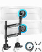 ARES WING Heavy Duty Dual Monitor Mount with USB for 24-57 Inch, Black