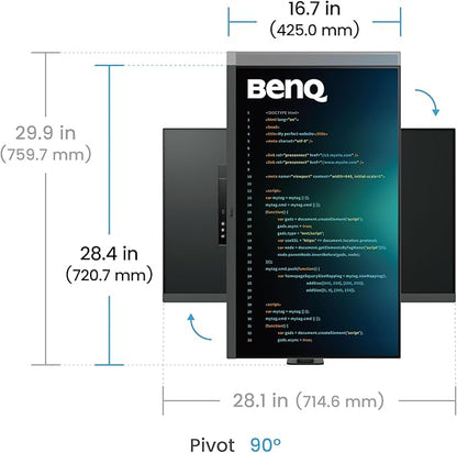 BenQ RD320UA 32” 4K 3840x2160 Programming Monitor with 2000:1 Contrast Ratio, Nano Matte Panel, MoonHalo, 90W USB-C, Coding Modes, Night Hours Protection, Ergonomic Stand, and Eye-Care Technology