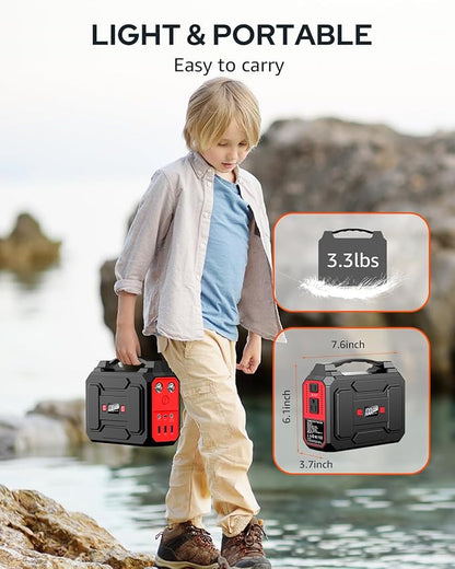 Apowking Portable Power Station Bank 146Wh 200W Peak(100W Rated), Solar Powered Power Bank with AC Outlet 110V for Camping, Solar Charger Power Bank Battery Pack 39600mAh for Home Outdoor Emergency
