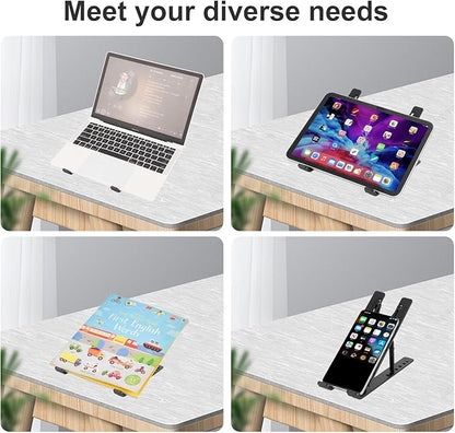 Ergonomic and Foldable Laptop Stand for Desk, Adjustable Riser, Fits All Laptops and Notebooks up to 17,Ultra-Thin,Ventilated Cooling,ABS+Silicone,Black.