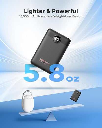 VEEKTOMX Mini Portable Charger 10000mAh, 22.5W Fast-Charging Portable Power Bank Ultra Slim & Lightweight 3 Output Ports Travel Battery Pack Compatible with iPhone/Samsung/One Plus, Travel Must-Have