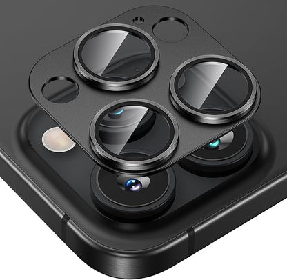 Tensea for iPhone 16 Pro/iPhone 16 Pro Max/iPhone 15 Pro/iPhone 15 Pro Max Camera Lens Protector, Metal Aluminum Alloy Tempered Glass Cover Camera Screen Protector Accessories, Case Friendly Black