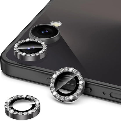 for Samsung Galaxy Z Flip 7 Camera Lens Protector, Individual Metal Ring Tempered Glass Lens Cover, [Strong Adsorption] Scratch Resistant Ultra-Thin HD Clear Lens Cover, 1 Set-Black Diamond