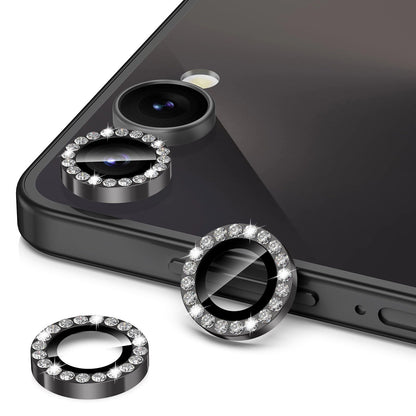 Avocase for Samsung Galaxy Z Flip 7 Camera Lens Protector, Individual Metal Ring Tempered Glass Lens Cover, [Strong Adsorption] Scratch Resistant Ultra-Thin HD Clear Lens Cover, 1 Set-Black Diamond
