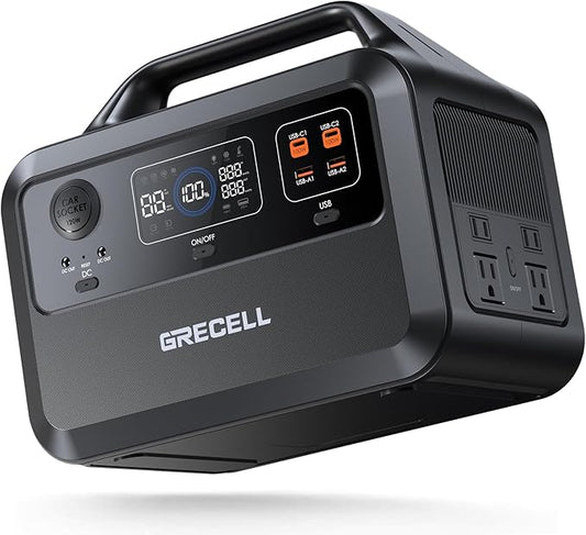 GRECELL Portable Power Station 600W 460Wh Solar Generator