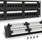 Patch Panel 48 Port Cat6A 【EC Listed】 2U Network Patch Panel Rackmount 19 inch RJ45 Patch Panel for 10 Gigabit Network, 110 or Krone Impact Tools Compatible Without Cable Management (Cat6A)