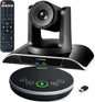 TONGVEO 10x Zoom Conference Room Video Camera System, All-in-One HD 1080P 60fps 10X Optical Zoom USB3.0 HDMI PTZ Camera and Bluetooth Conference Speaker with Microphones Bundle for Medium Room
