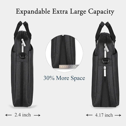 Voova Laptop Bag Case 17 17.3 Inch Computer Sleeve Messenger Bag with Shoulder Strap Expandable Waterproof Large Capacity Business Briefcase for Work Travel Fit 17-18” Laptop, Men Women, Black