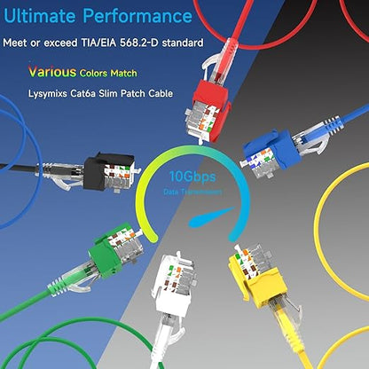 Keystone Jack Cat6 Slim 25 Pack, Cat6 Keystone Jacks 90 Degree, RJ45 Keystone Jack Punch Down Yellow, Cat Jack compatiable for Network WallPlate or Patch Panels