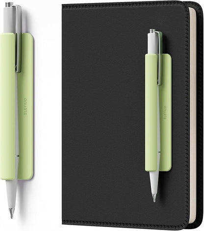 ELETIUO Pencil Holder For Most Pens,Pencils,Self-Adhesive Stick To Notebooks,Diary,Desks,Whiteboards Or Any Surface,Silicone Pen Holder For Home,Office And Desk Organization,Green