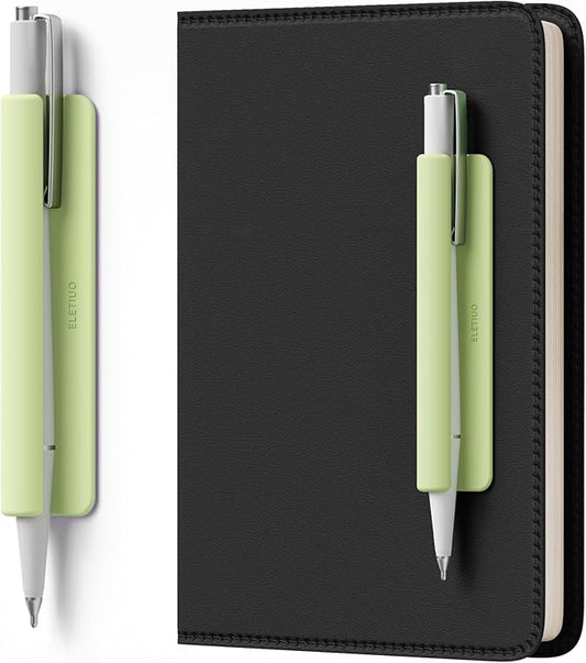 ELETIUO Pencil Holder For Most Pens,Pencils,Self-Adhesive Stick To Notebooks,Diary,Desks,Whiteboards Or Any Surface,Silicone Pen Holder For Home,Office And Desk Organization,Green