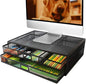 Computer Monitor Stands with Drawers, Metal Mesh Desktop Monitor Riser, Desk Storage Organizer with Drawers for PC, Laptop, Printer (Black)