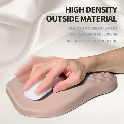Ergonomic Raised Mouse Pad Wrist Support with Bilateral Slope Memory Foam Mousepad for Wrist Rest and Carpal Tunnel Pain Relief 11.8x7.9〃 Apricot Pink