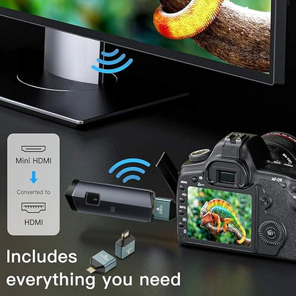 2025 Upgraded Wireless HDMI Transmitter and Receiver 4K, Portable Wireless HDMI Extender Kit 100FT, 2.4G/5G Plug & Play, Streaming from Laptop/PC/TV Box/Camera to Monitor/Projector/HDTV (Black)