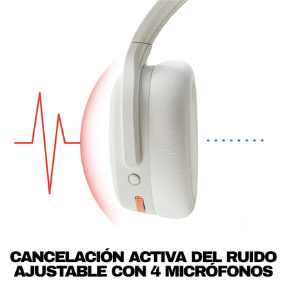 Skullcandy Crusher ANC 2 Wireless Over-Ear Bluetooth Headphones with Extra USB-C Charging Cable, Multi-Sensory Bass, Active Noise Cancelling, 60 Hours Battery, Microphone iPhone Android - Bone