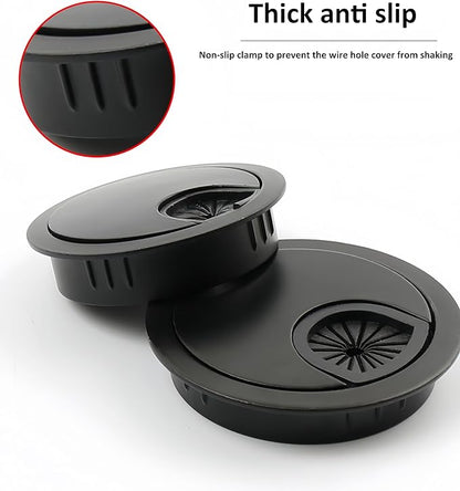 3 Pcs Satin Nickel Metal Cable Grommet, Zinc Alloy Desk Table Grommet Cable Cord Hole Cover for Home and Office, Fits 2inchs Hole 50MM Black
