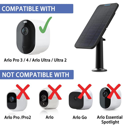 4W Solar Panel Charging Charger Compatible with Arlo Pro 3/Pro 4/Pro 5S 2K/Ultra/Ultra 2 /Go 2 only, 13.1ft Waterproof Charging Cable, IP65 Weatherproof Secure Wall Mount (3-Pack)