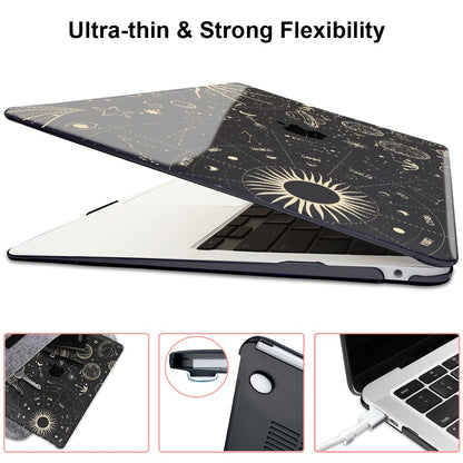 LCMOCICO for MacBook Air 13 inch M1 Case 2021 2020 2019 2018 (Model M1 A2337 A2179 A1932) with Touch ID & Retina Display, Crystal Black Printed Pattern Hard Shell Case Keyboard Cover, Constellation