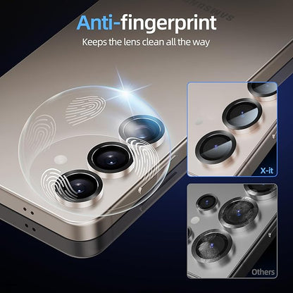 X-it Camera Lens Protector for Samsung S25 Plus, 9H Tempered Glass, Independent Metal Aluminum Edge Original Protection Design, Suitable for Phone Case, Anti-scratch, Anti-reflective,PinkGold
