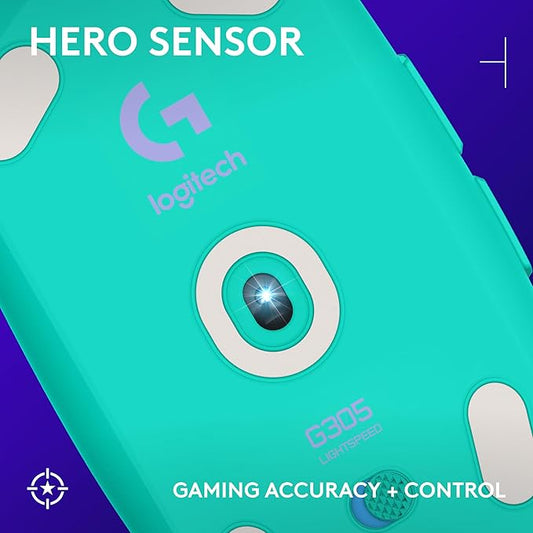 Logitech G305 Lightspeed Wireless Gaming Mouse, Hero Sensor, 12,000 DPI, Lightweight, 6 Programmable Buttons, 250h Battery, On-Board Memory, Compatible with PC, Mac - Mint