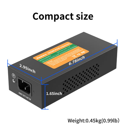 2.5Gb PoE Injector Adapter 90W, IEEE 802.3bt/at/af Compliant, Converts Non-PoE to PoE Network, 100/1000/2500Mbps RJ45, Up to 328 ft, Plug & Play (90W)
