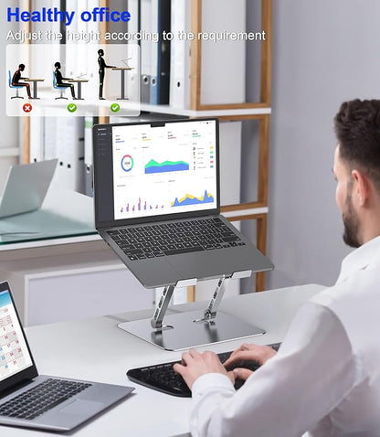 Adjustable Laptop Stand,Ergonomic Foldable Notebook Computer Holder.Compatible with MacBook iPad Dell HP Lenovo ThinkPad Acer ASUS Samsung and More 10-17" Laptops Tablets,Silver