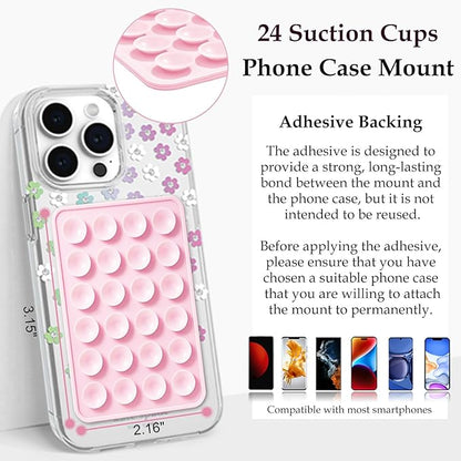 Silicone Suction Phone Case Mount, Non Slip Sticky Phone Grip for Cellphone, Silicon Adhesive Suction Cup Phone Mount, Strong Grip Holder for Selfies and Videos (White)