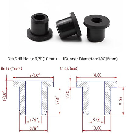 20 pcs 3/8" Drill Hole，1/4" ID Black Silicone Top hat Rubber Grommets for Wiring，Automotive，Firewall，Hole Plug，Desk，Screw，Water and Gas Pipe，Drain，House Siding，Cable Bushing，Glass，Wire Plug