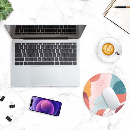 ITNRSIIET Round Mouse Pad with Stitched Edge Premium-Textured Waterproof Non-Slip Rubber Base Desktop Protection Mat Diameter 8.7 inches, Art Style Pattern