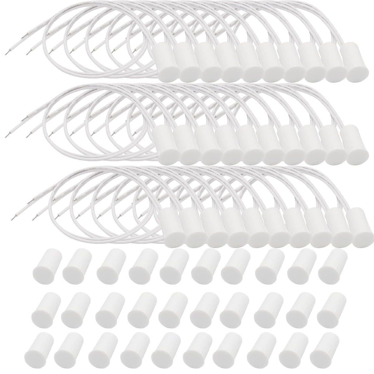 FOCMKEAS 4PCS Recessed Wired Door Contact Sensor, NC, ABS White, RC-33