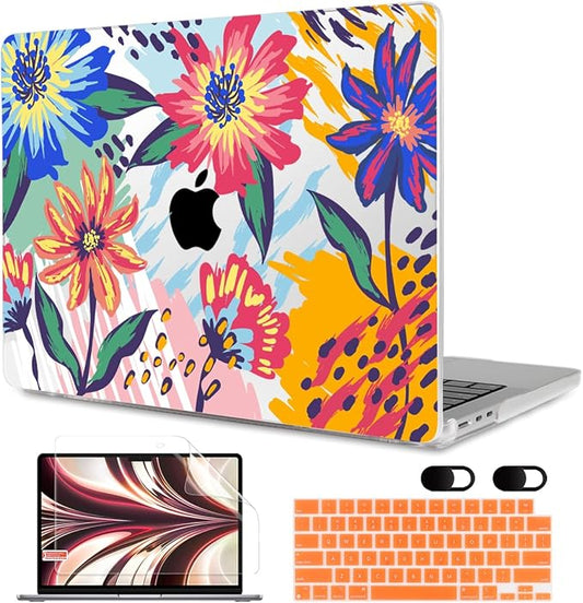 MEEgoodo Case for M5/M4/M3/M2 MacBook Air 13 inch 2026 2025 2024 2022, Fit Model A3449/A3240/A3113/A2681, Case Compatible with MacBook Air 13.6-inch, Art Painted Flowers