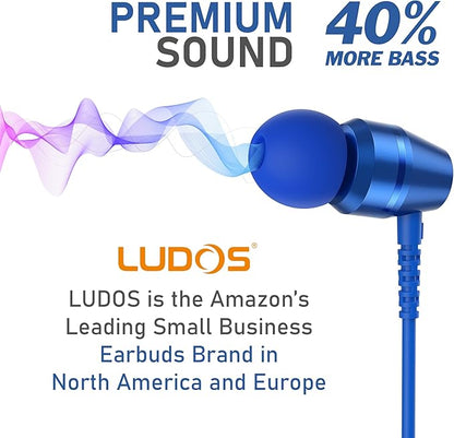 LUDOS OMNITONE USB C Headphones for iPhone 16 15 Pro Max Plus iPad Pro, 5 Years Warranty, USB-C Earbuds for Samsung Galaxy S24 S23 Ultra S22 S21 S20 A55 A54 A53, USB Type C Earphones - Blue