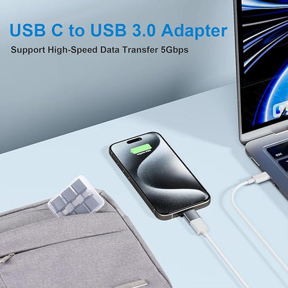 USB to USB C Adapter 10 Pack,USBC to USB Adapter,USBA to USBC Adapter,TypeC to USBA Male Female OTG Converter for iPhone 16 15,MacBook,PS5,Phones,Charger,Grey