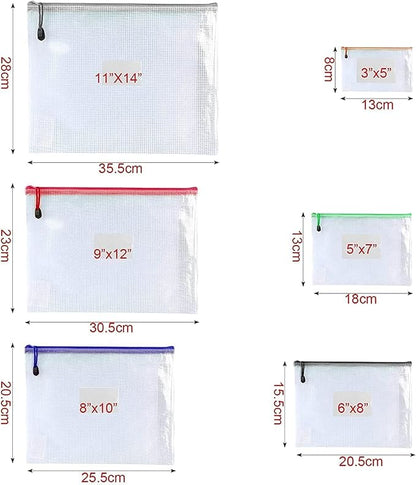 Oaimyy-16Pcs,4" x 6"-Plastic Mesh Zipper Pouch Document Folders Bag Zipper Zip File Folders for Puzzles Games,Board Game Organization,Organizing Classroom Office Storage-Multicolor